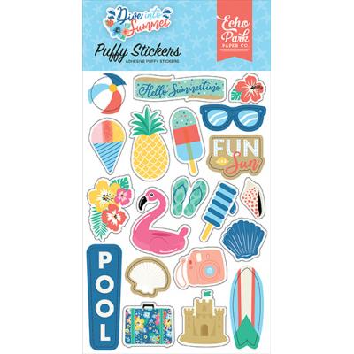 Echo Park Dive Into Summer Stickerbogen - Puffy Stickers